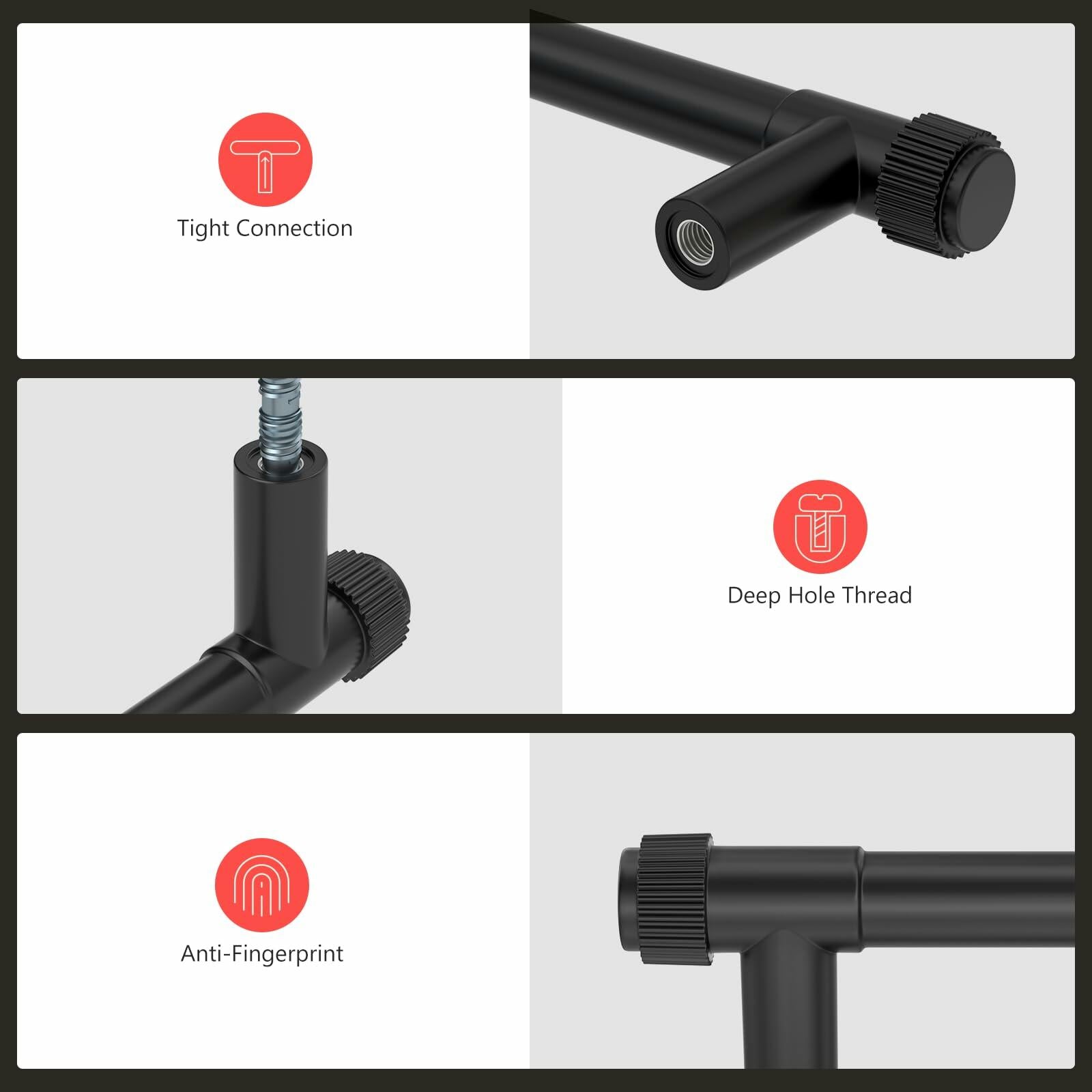 homdiy 10 Pack Matte Black Cabinet Handles 5 Inch Hole Center Zinc Alloy