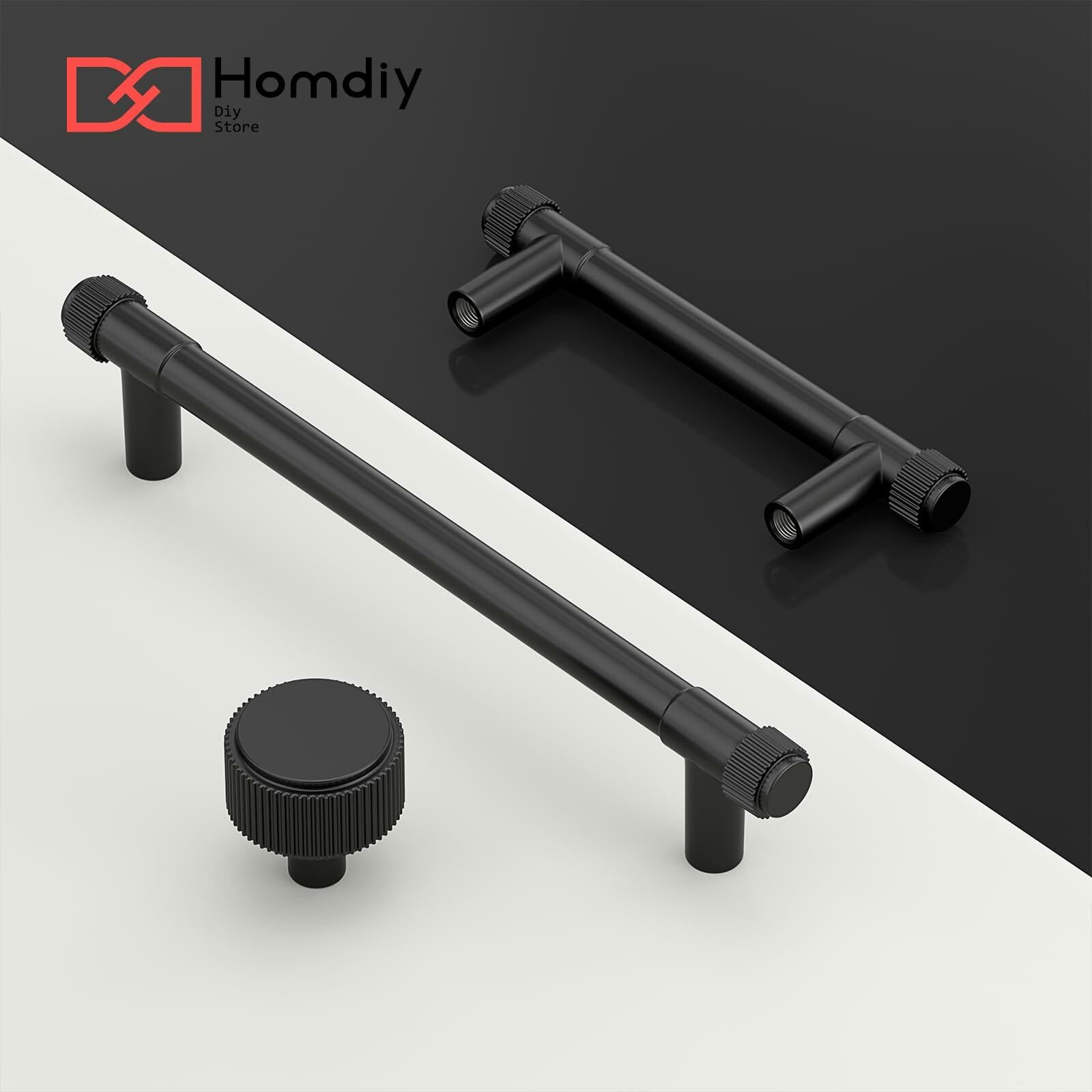 homdiy 10 Pack Matte Black Cabinet Handles 5 Inch Hole Center Zinc Alloy