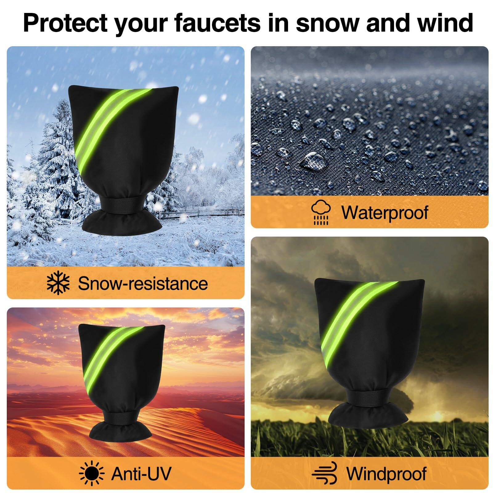 Outdoor Faucet Cover Thickened Waterproof Freeze Protection 8.4x6.8in Black 12pc