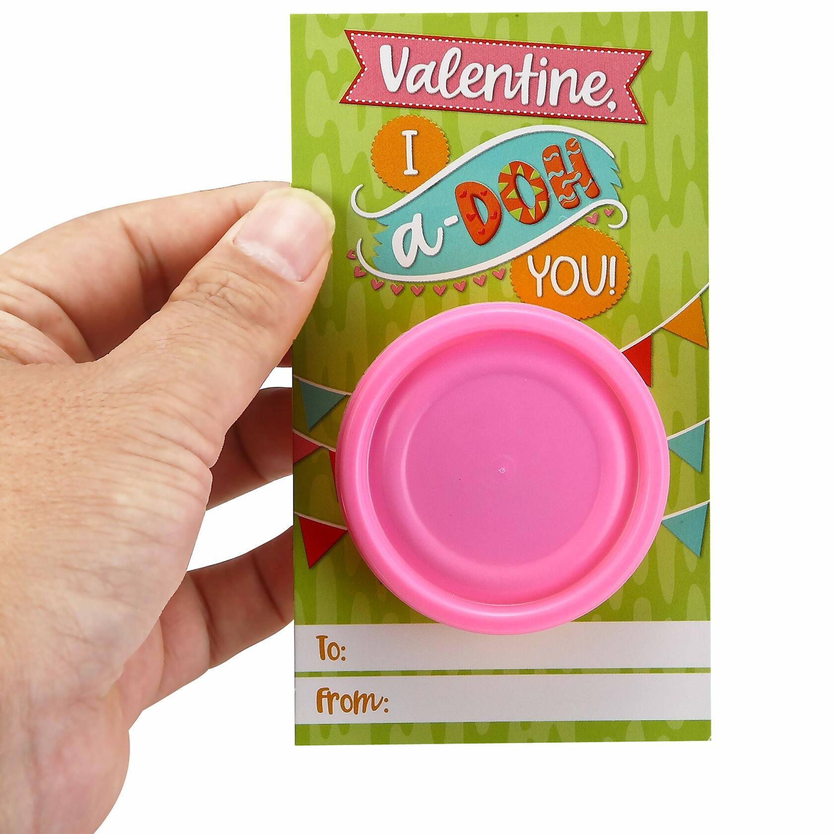 [Like New] JOYIN 28 PCS Valentine Gift Cards with Colorful Playing Dough Kids Party Favors