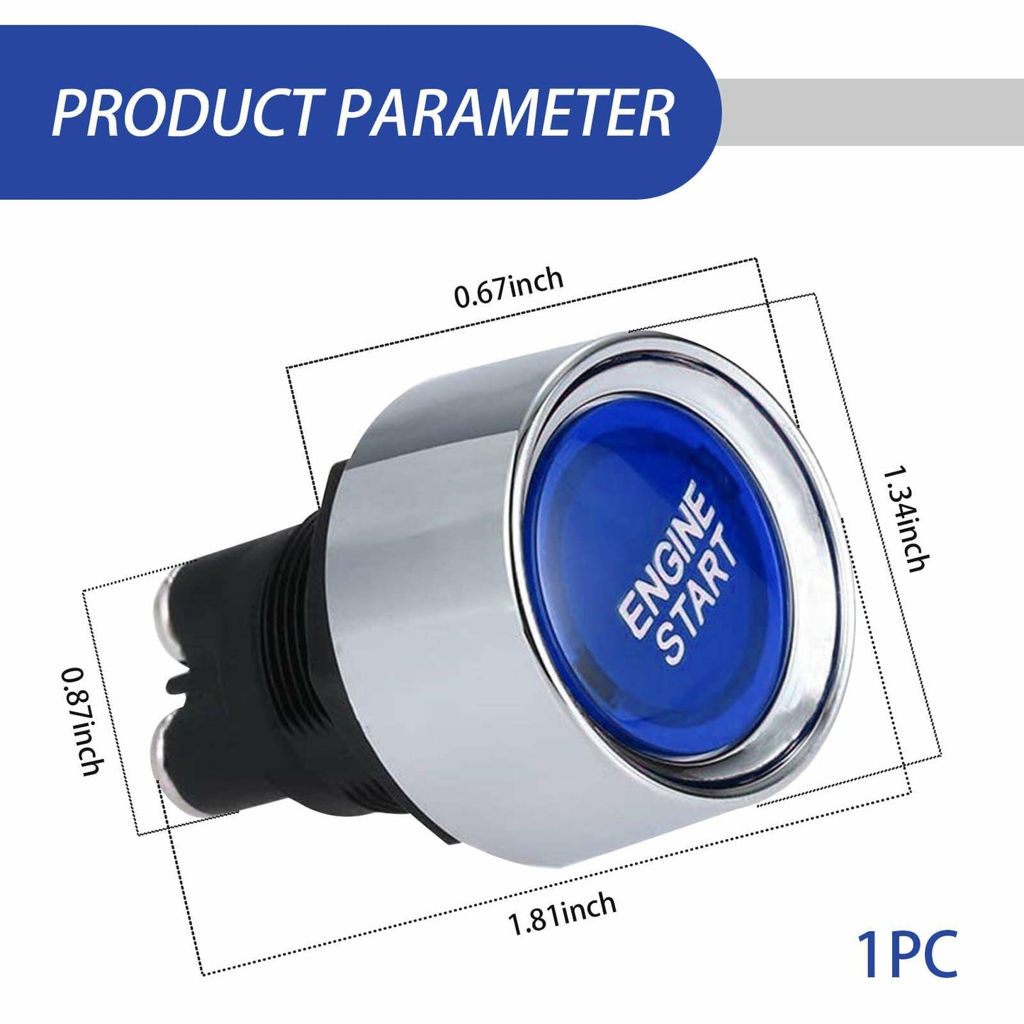 [Like_new] DYEKNEE 12V Keyless One-Touch Start Switch 3 Pin Blue Engine Ignition