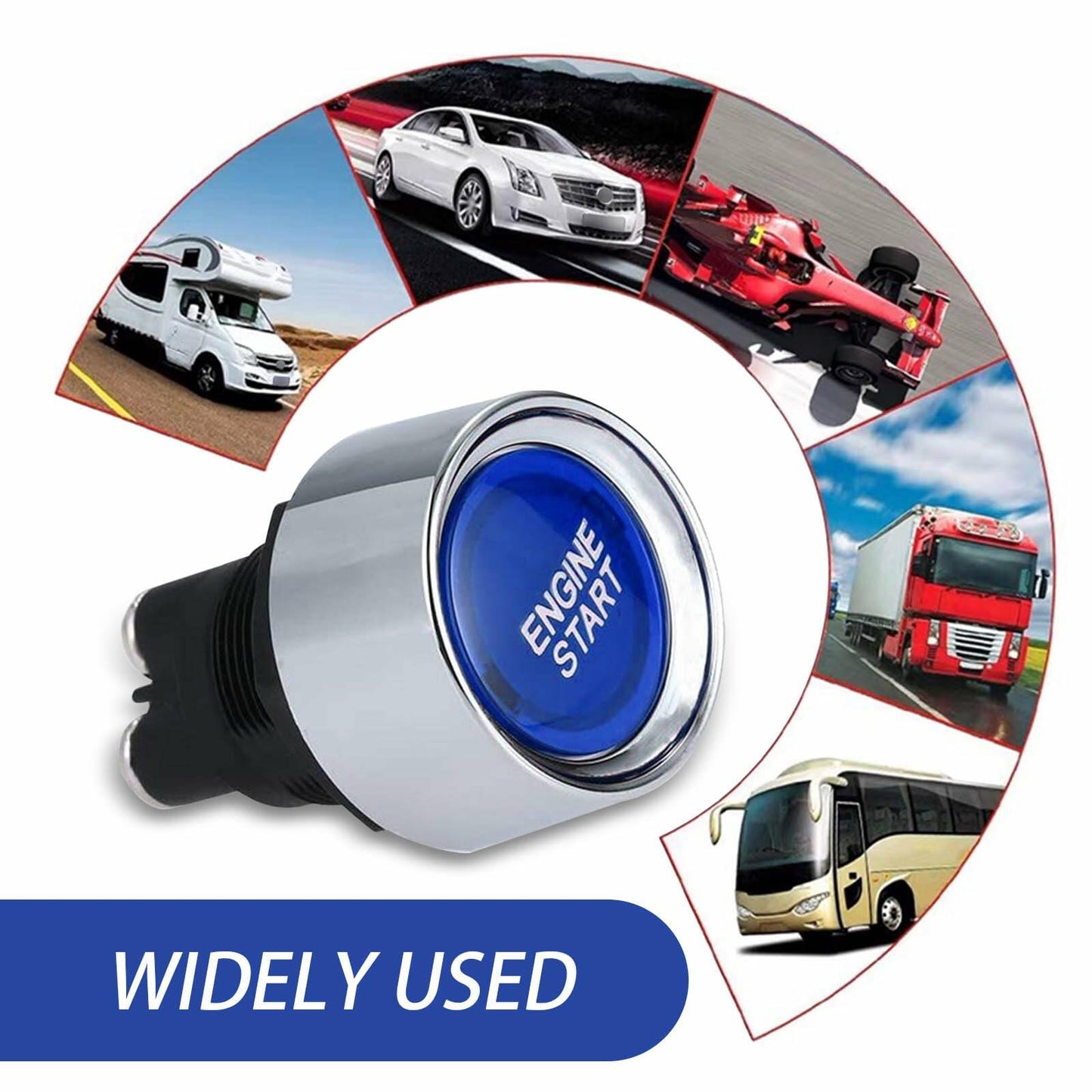 [Like_new] DYEKNEE 12V Keyless One-Touch Start Switch 3 Pin Blue Engine Ignition