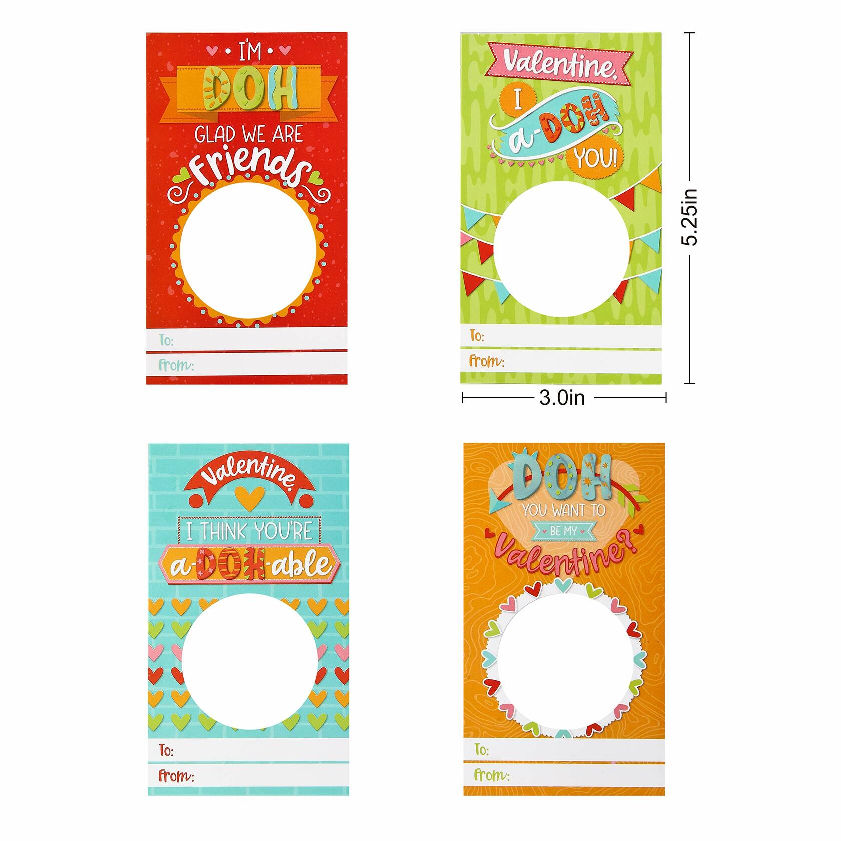 [Like New] JOYIN 28 PCS Valentine Gift Cards with Colorful Playing Dough Kids Party Favors