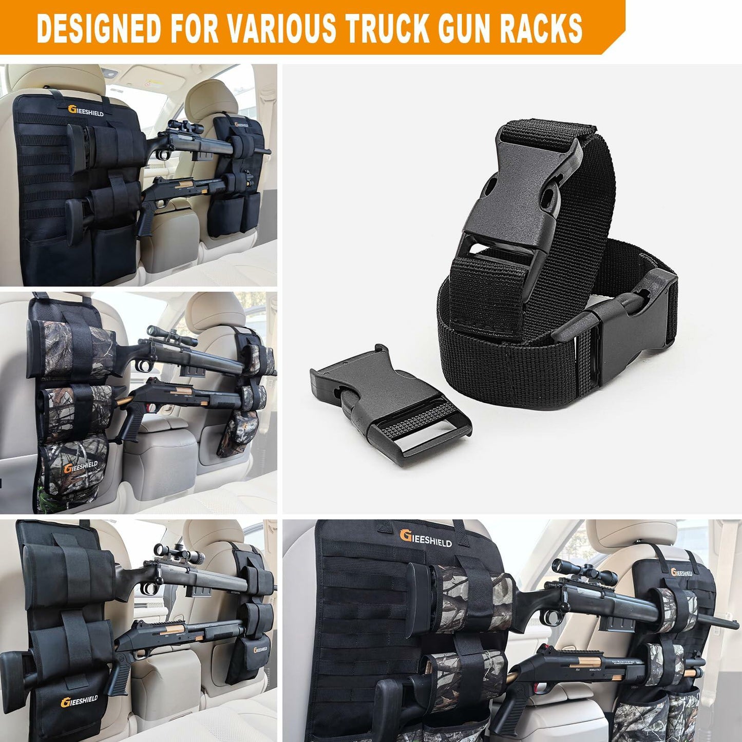 Universal Truck Gun Rack Extension Strap Black Durable Secure Firearm Holder L