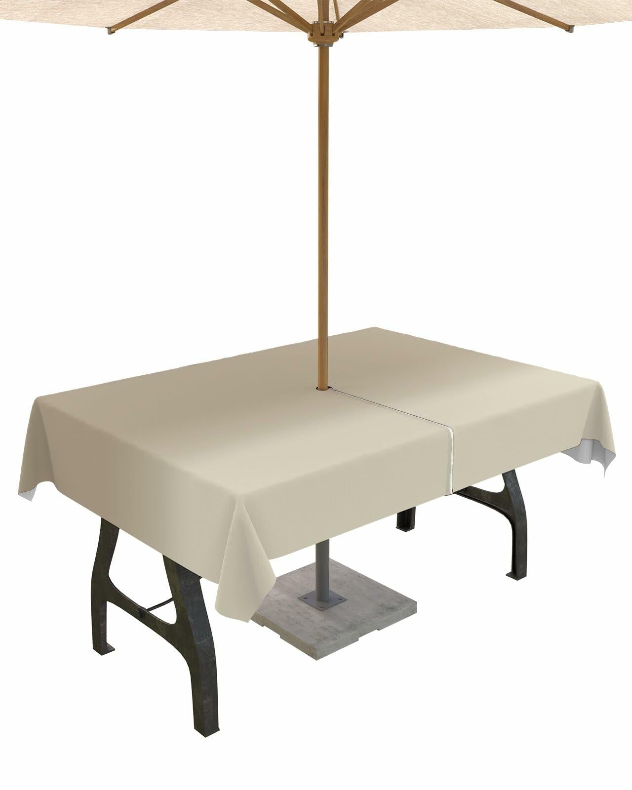 Outdoor Tablecloth Khaki Ombre Rectangle 60x84 with Umbrella Hole Zipper