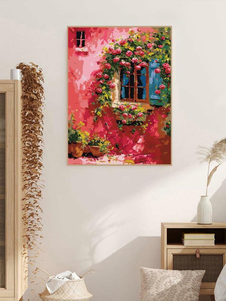 ZRIZQ Paint by Number Kit 12x16 Canvas Butterfly Rose Colorful Box