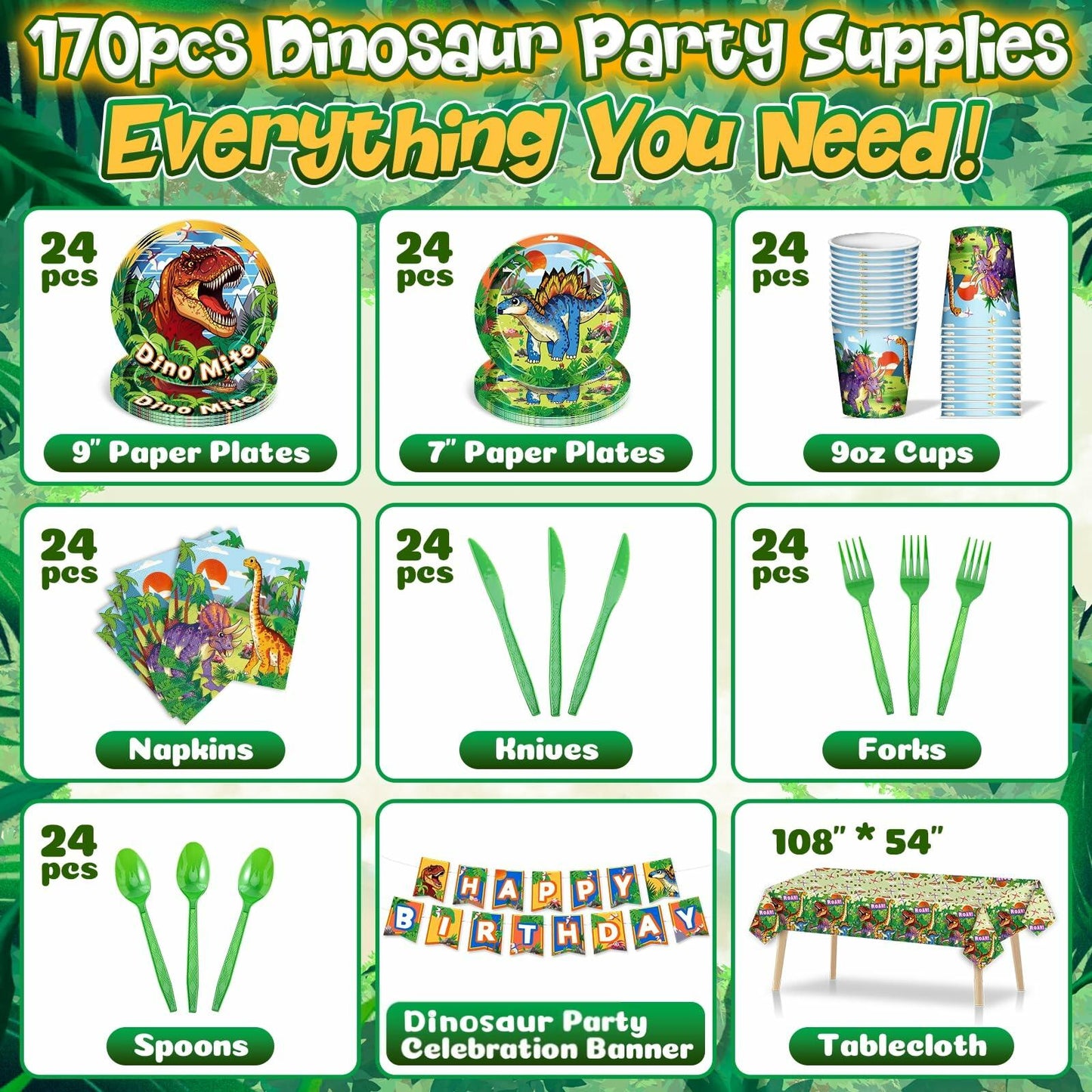 Daidle Unicorn Birthday Party Supplies Kit Banner Tableware for 24 Guests