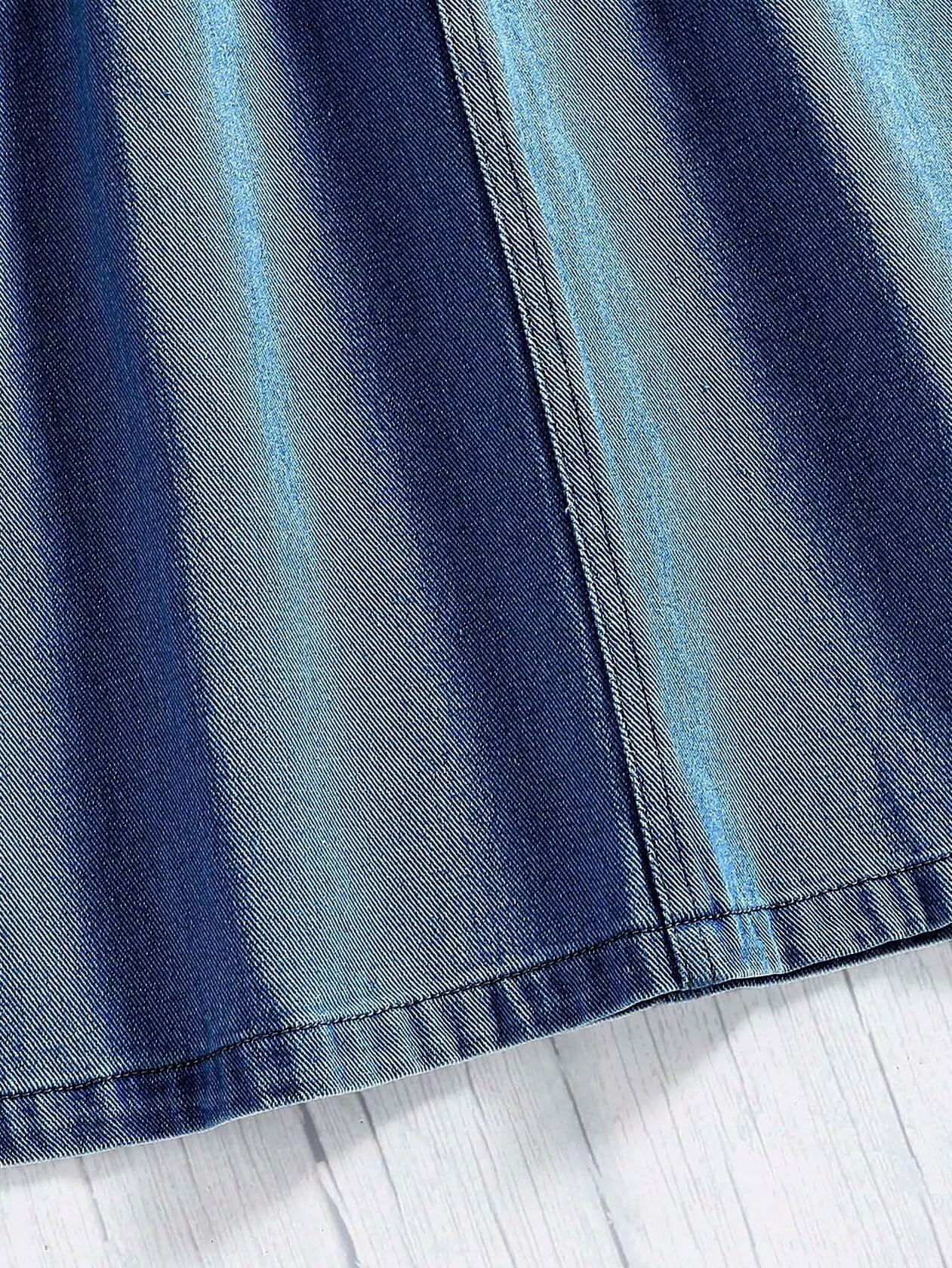 COZYEASE Girls Paperbag High Waist A Line Denim Skirt Dark Wash Size 11-12Y