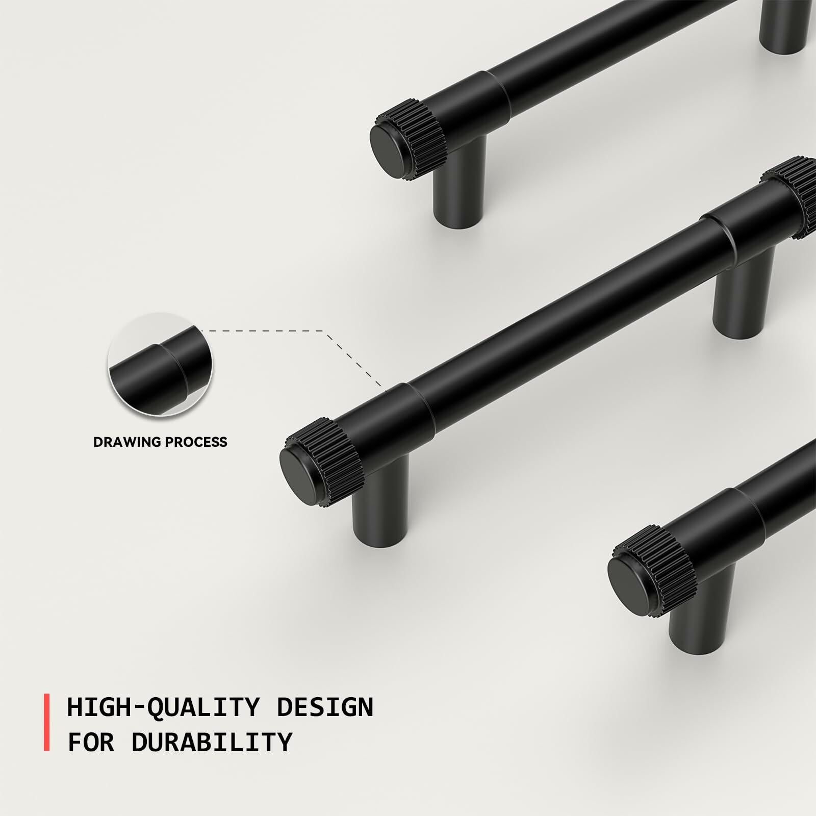 homdiy 10 Pack Matte Black Cabinet Handles 5 Inch Hole Center Zinc Alloy