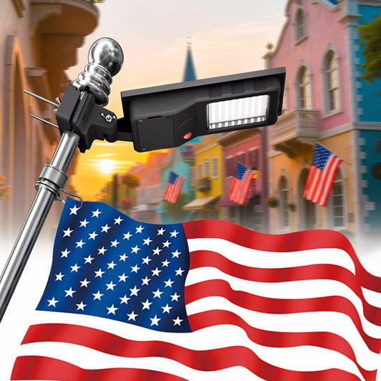 [Like New] Brightown Solar Flag Pole Light 3600mAh LED IP65 Waterproof Black