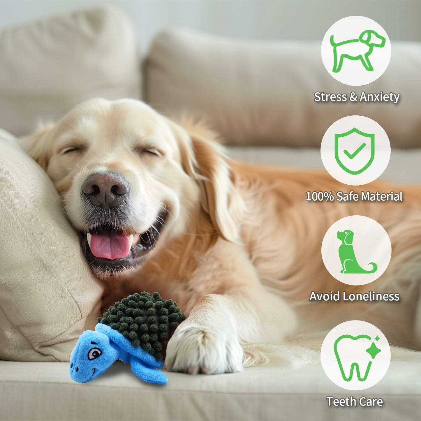 [Like New] Aqezd Turtle Small Dog Squeaky Toy with Ball 2-in-1 Plush BPA-Free