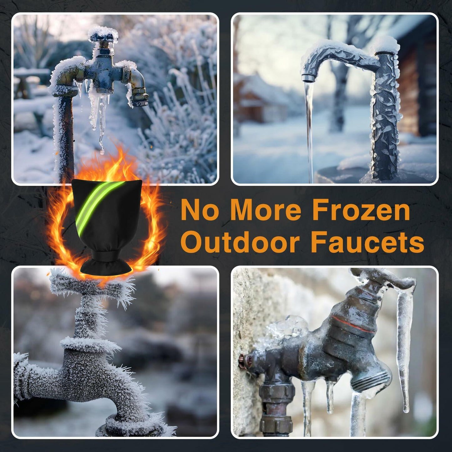 Outdoor Faucet Cover Thickened Waterproof Freeze Protection 8.4x6.8in Black 12pc