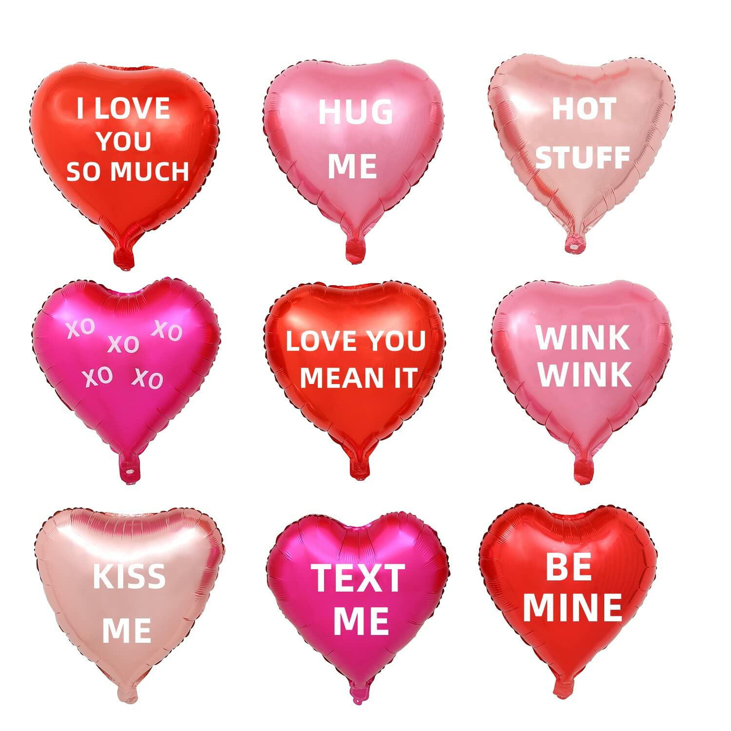 Heart Balloons 18" Foil Mylar Love Balloons Hot Pink Macaron Pink 24 Pcs