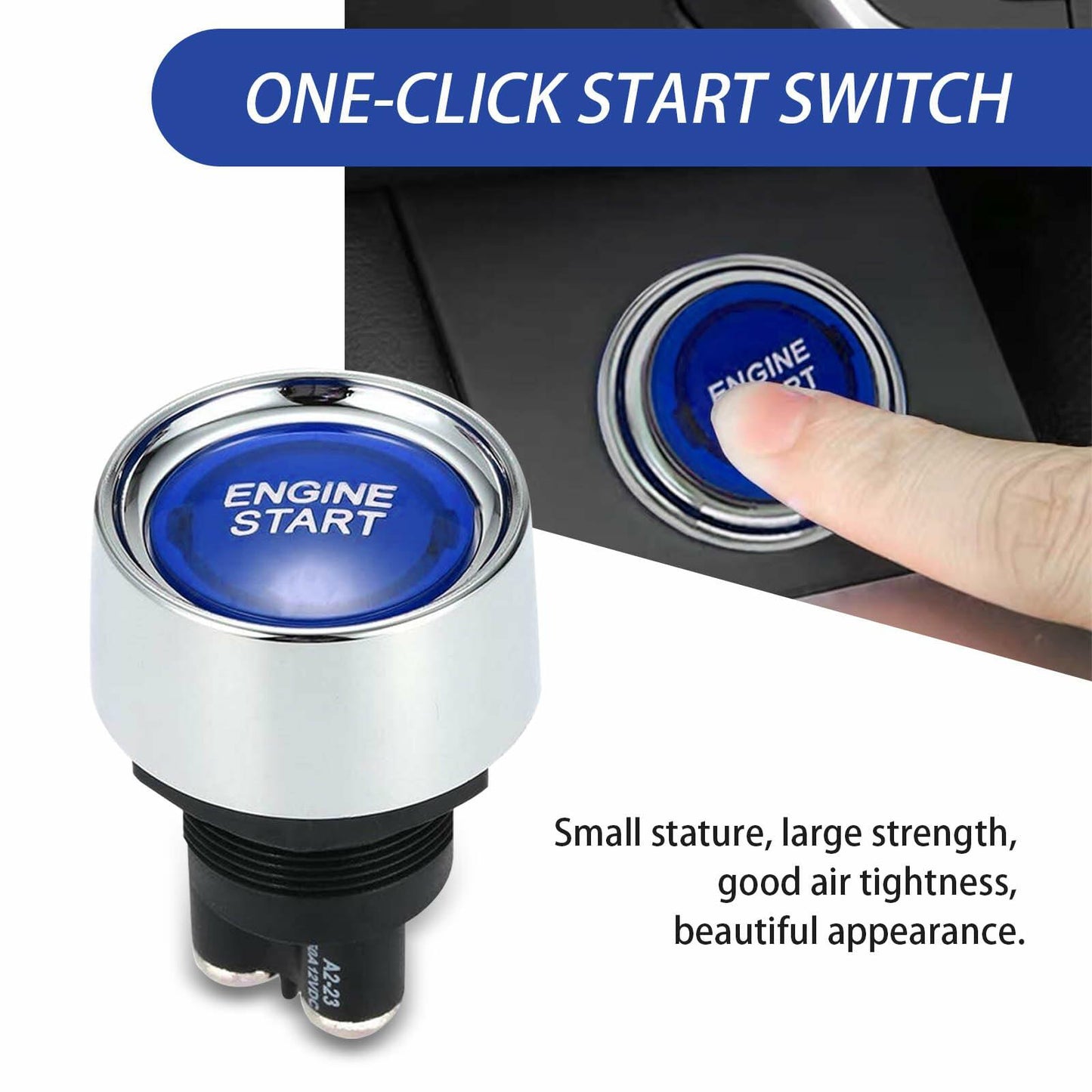 [Like_new] DYEKNEE 12V Keyless One-Touch Start Switch 3 Pin Blue Engine Ignition