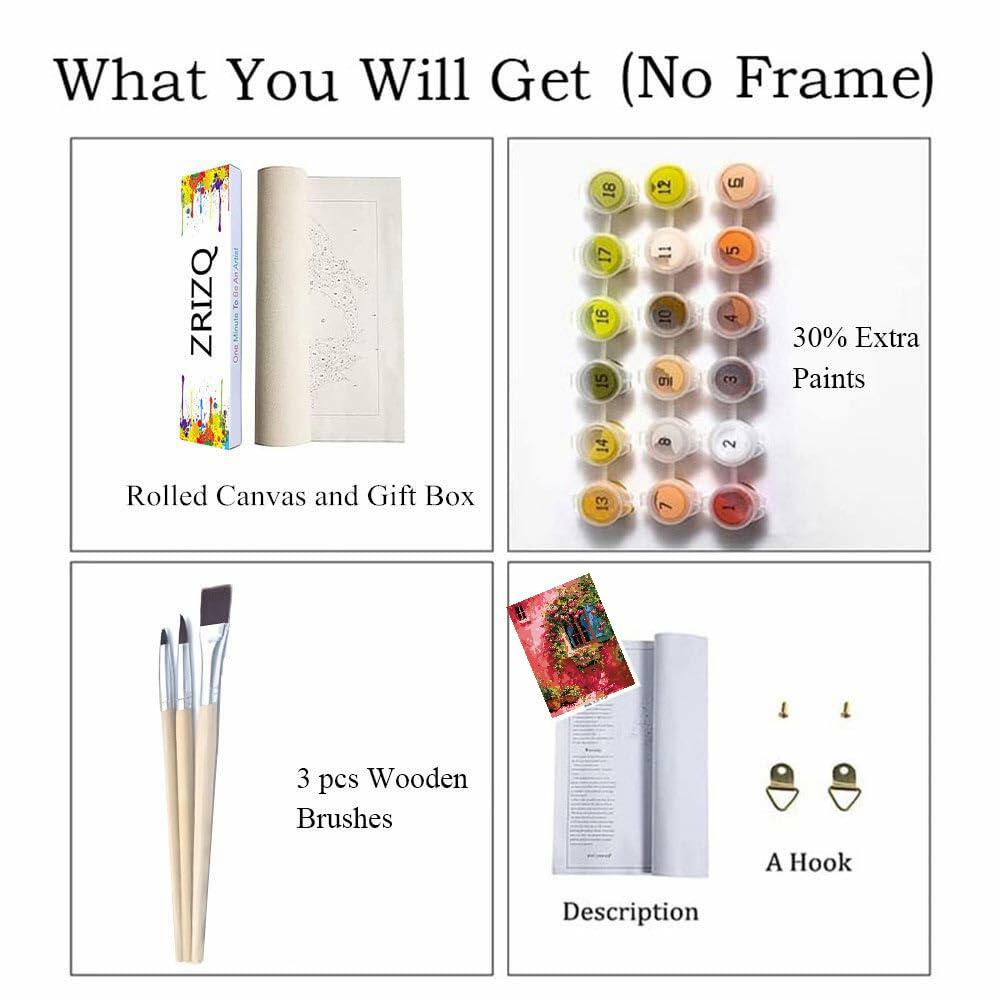 ZRIZQ Paint by Number Kit 12x16 Canvas Butterfly Rose Colorful Box