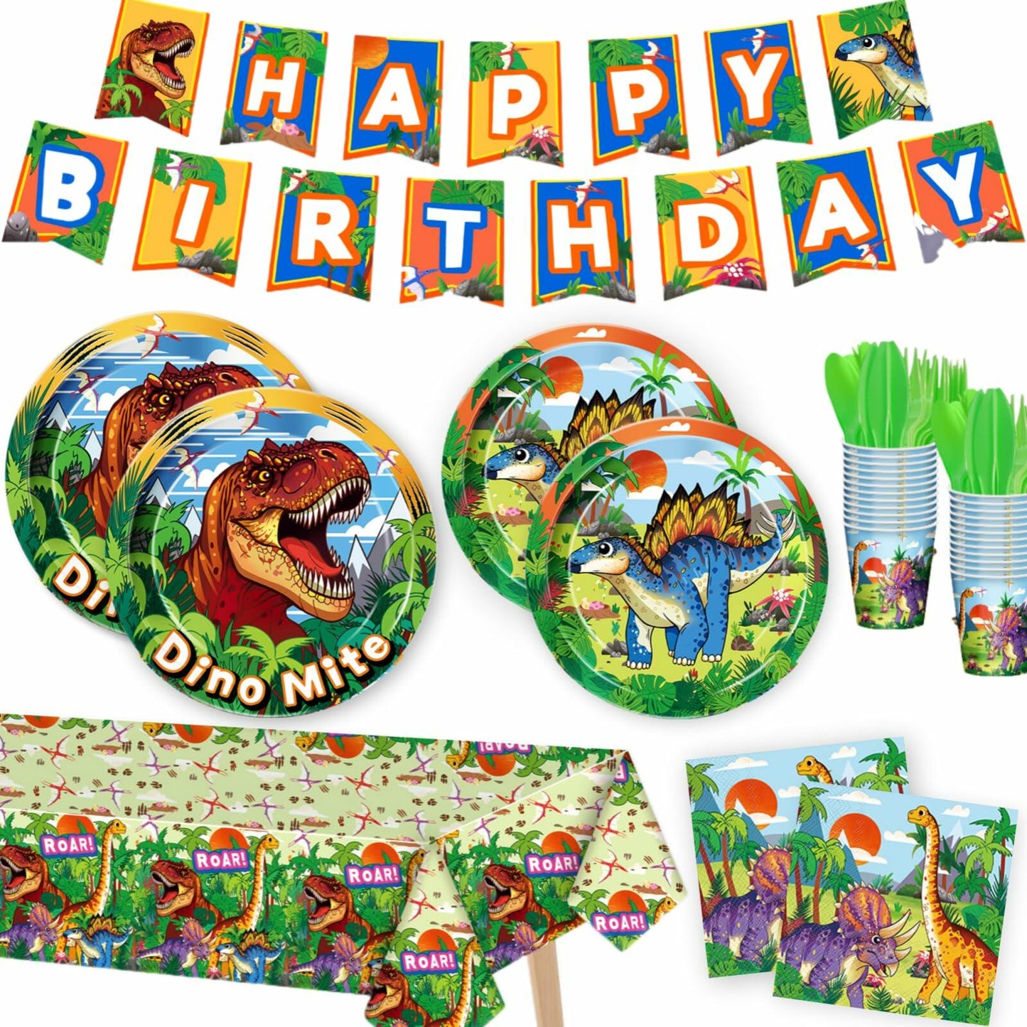 Daidle Unicorn Birthday Party Supplies Kit Banner Tableware for 24 Guests