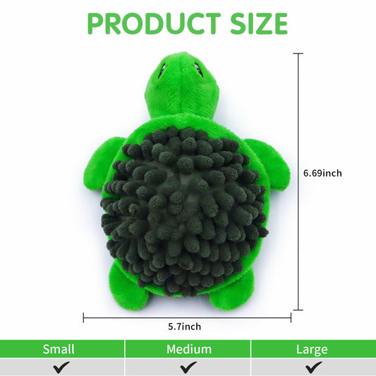 [Like New] Aqezd Turtle Small Dog Squeaky Toy 2-in-1 Plush BPA-Free Rubber Core