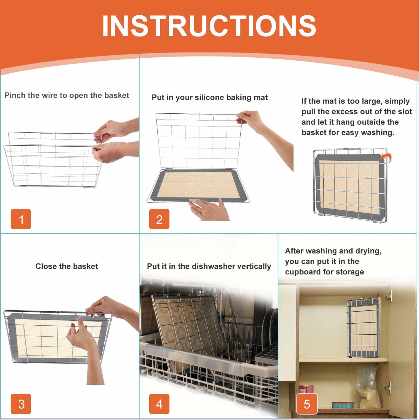 [Like New] Dishwasher Basket for Silicone Baking Mats, Lids & Hot Pads Storage