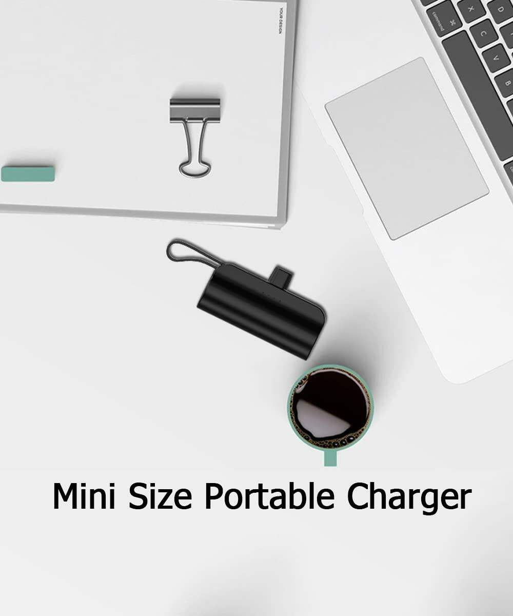 [Like_new] Mini Portable Charger 5000mAh USB-C Power Bank Black Compatible iPhone