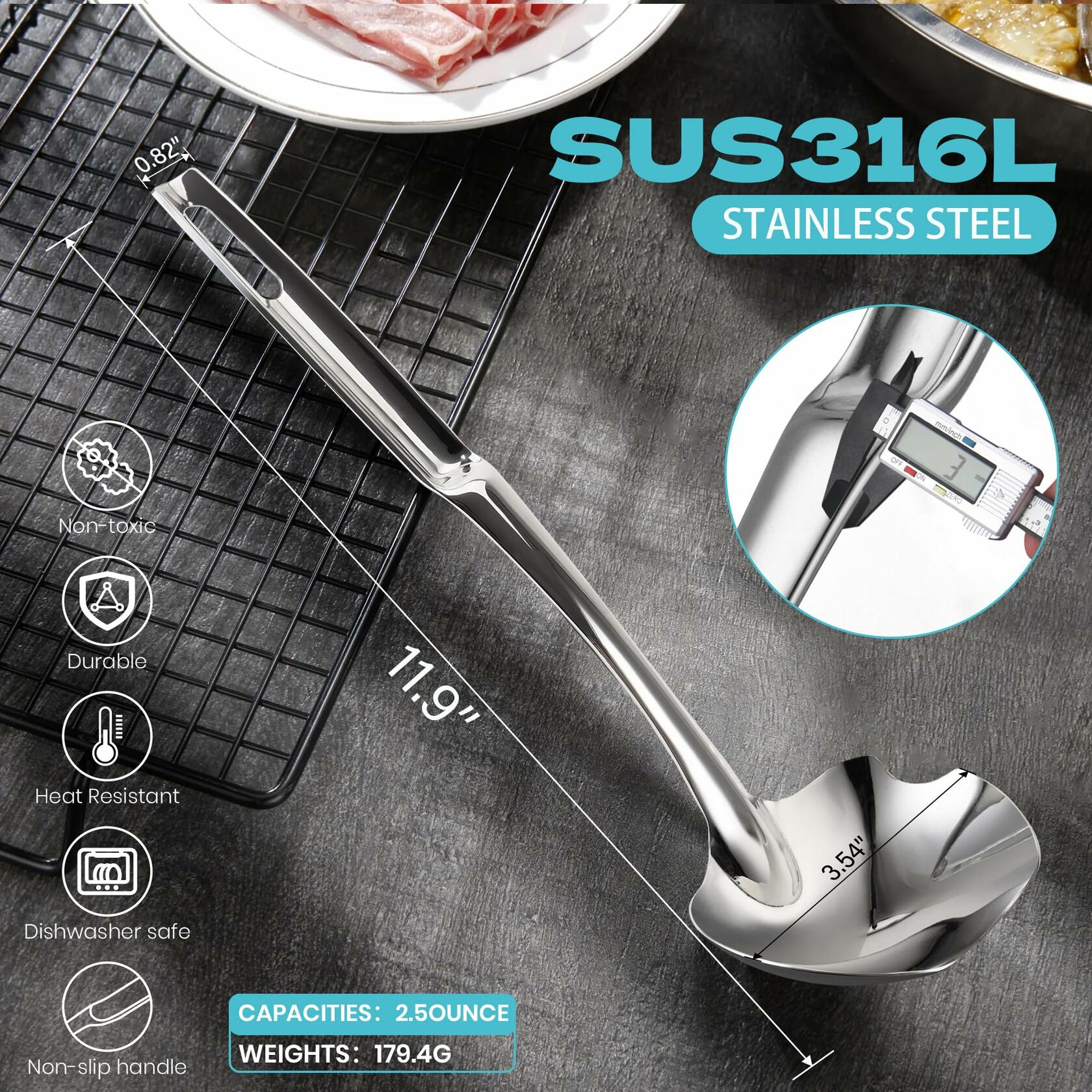 [Like New] Skimmer Slotted Spoon 316L Stainless Steel 12" Metal Heat-Proof Handle