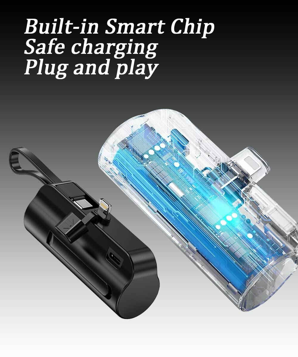 [Like_new] Mini Portable Charger 5000mAh USB-C Power Bank Black Compatible iPhone