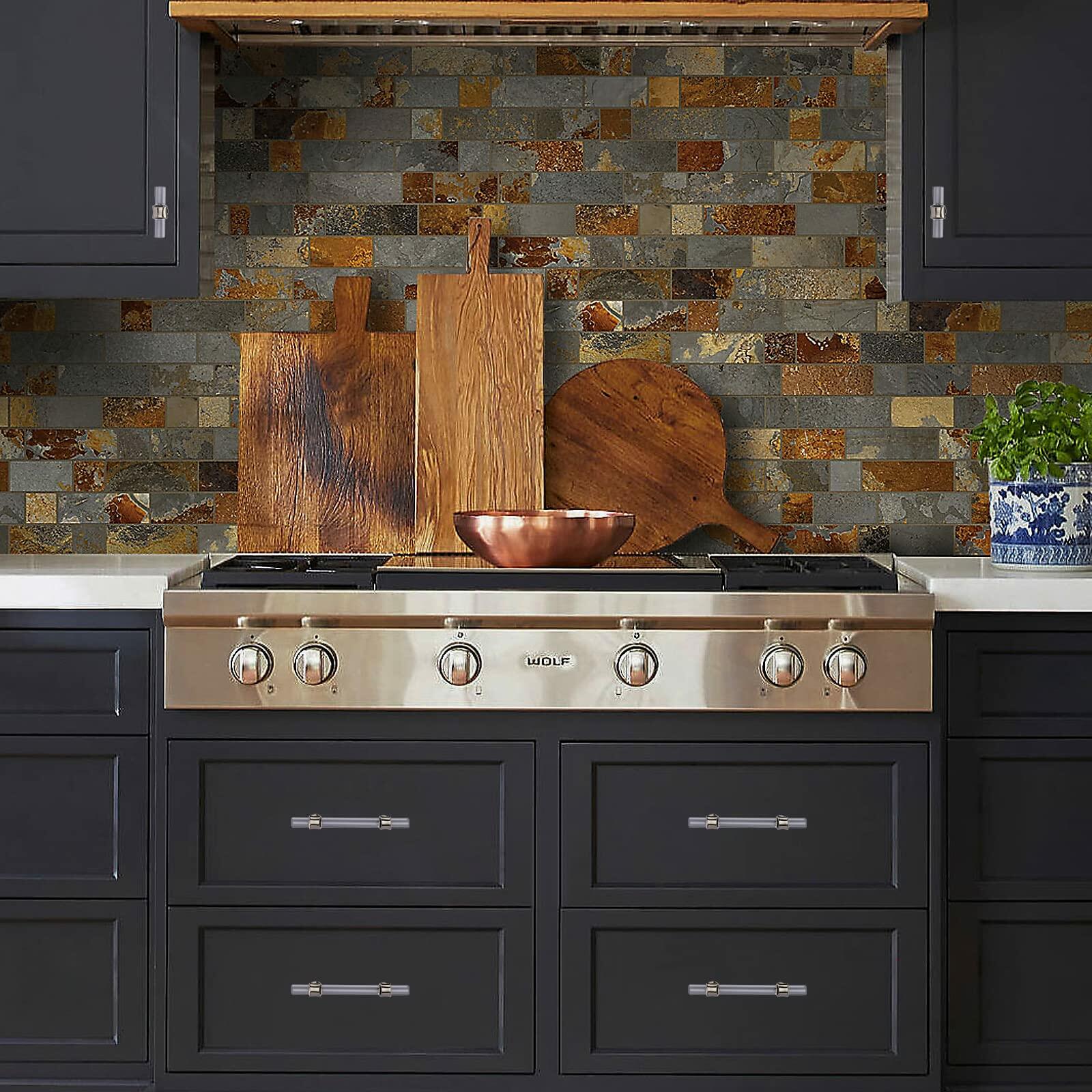 homdiy 10 Pack 5 Inch Cabinet Pulls Brushed Brass Gold Kitchen Handles