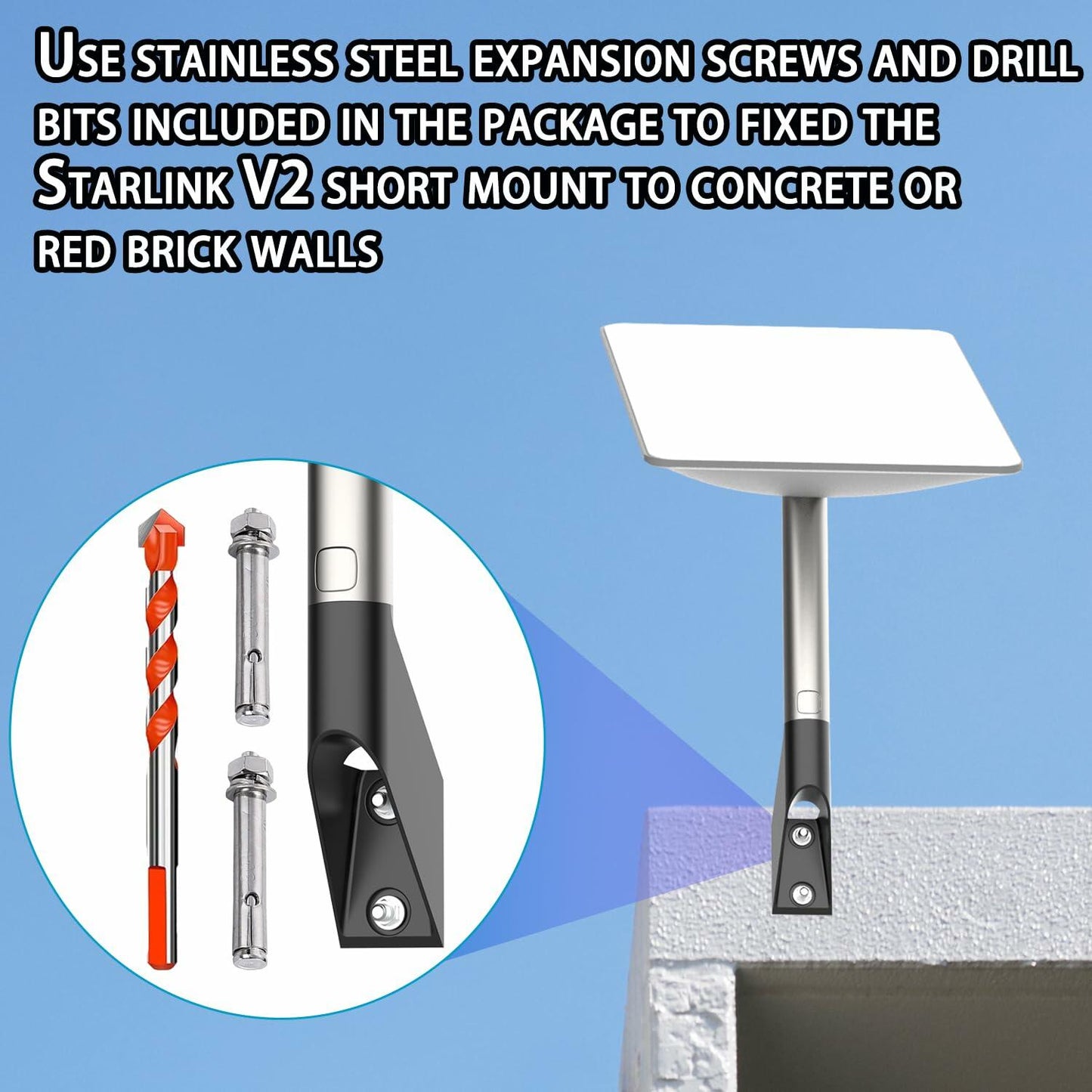 BUJ Starlink V2 Short Wall Mount for Starlink Gen 2 Satellite Kit