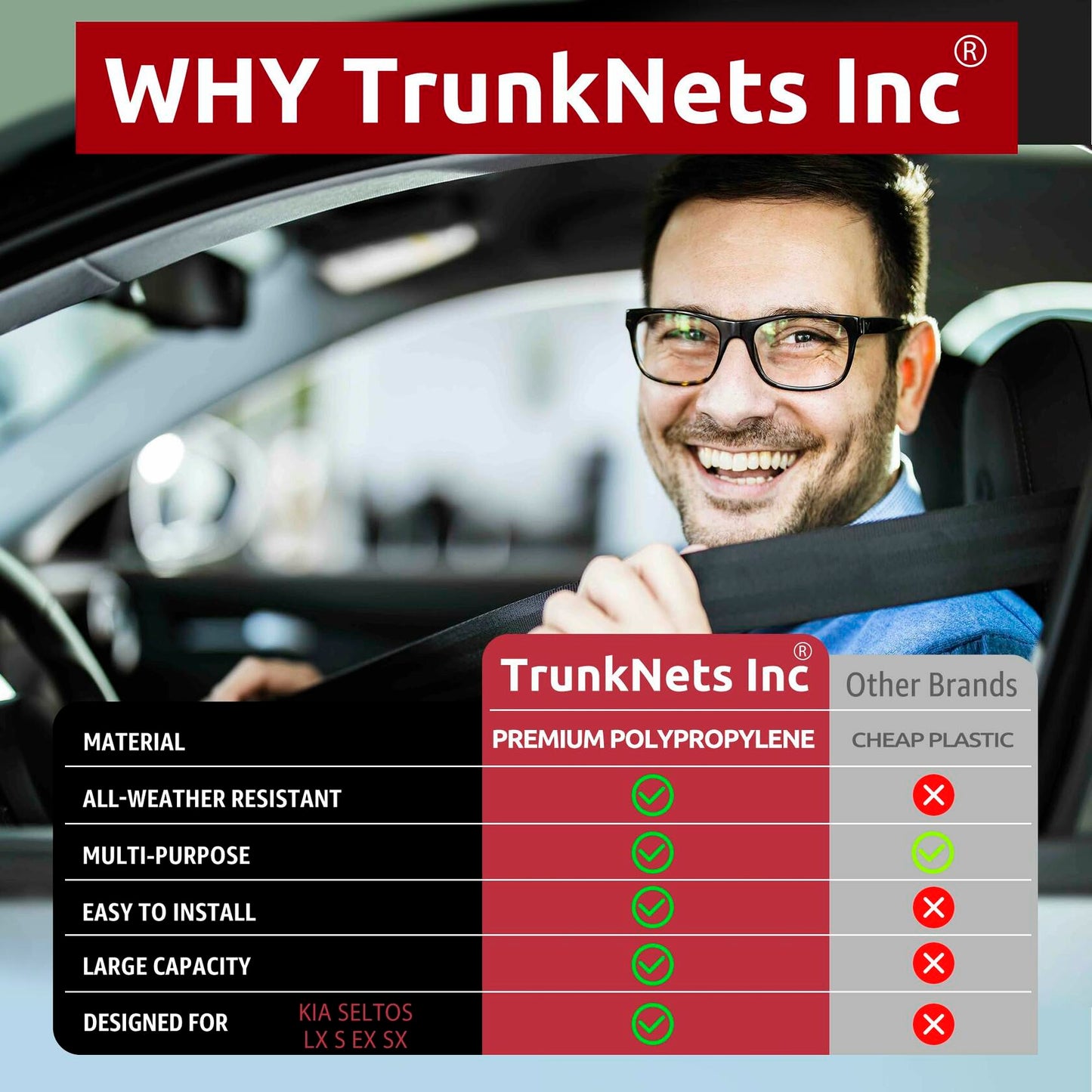 Kia Seltos Trunk Mesh Cargo Net Envelope Style 2021-2025 Black SUV