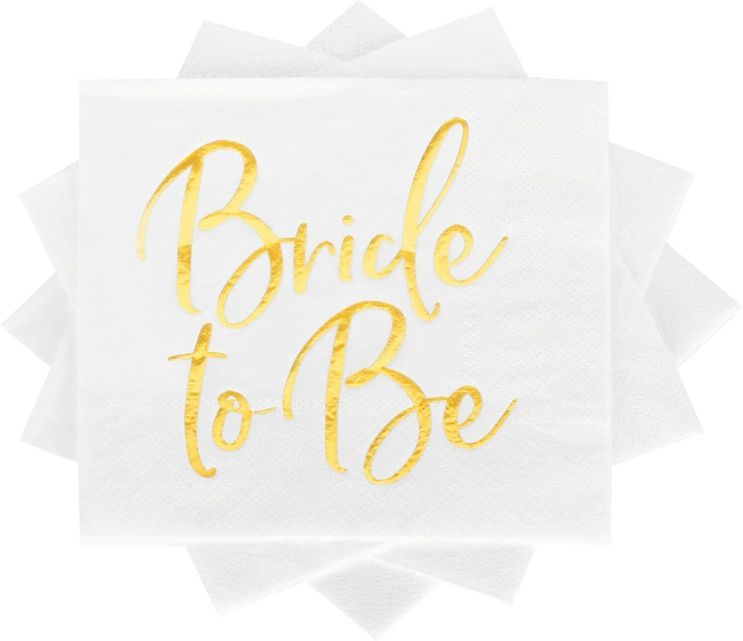 Apriciti Wedding Napkins White Gold Foil Miss to Mrs 50 Pack Disposable