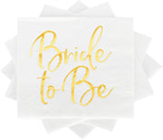 Apriciti Wedding Napkins White Gold Foil Miss to Mrs 50 Pack Disposable