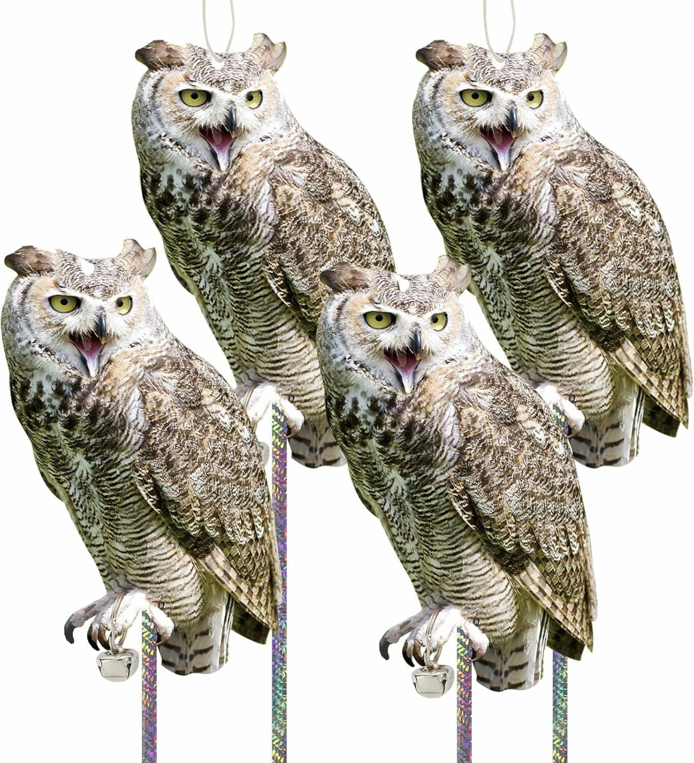 6PCS Plastic Fake Owl with Reflective Tape for Garden Balcony Outdoor