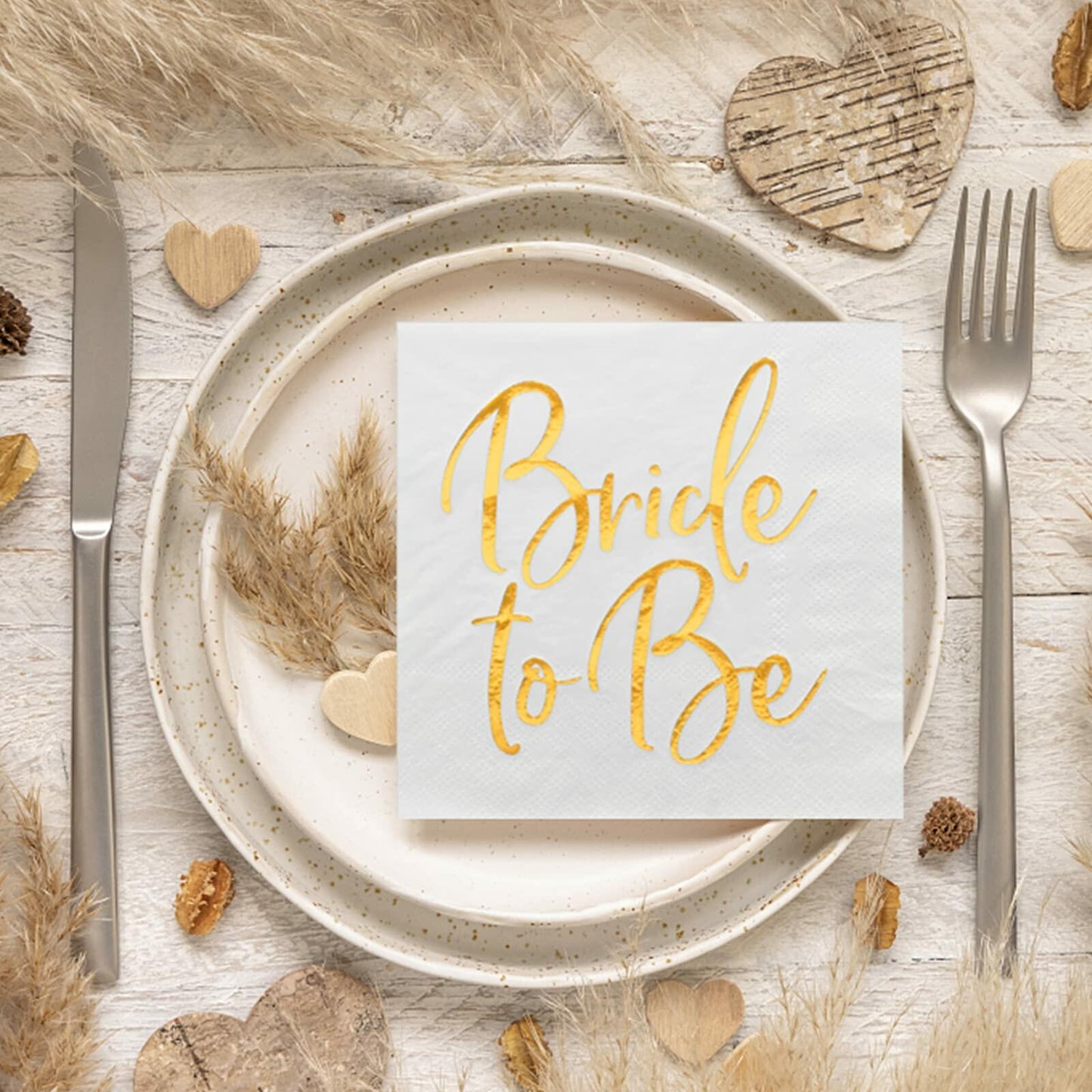 Apriciti Wedding Napkins White Gold Foil Miss to Mrs 50 Pack Disposable