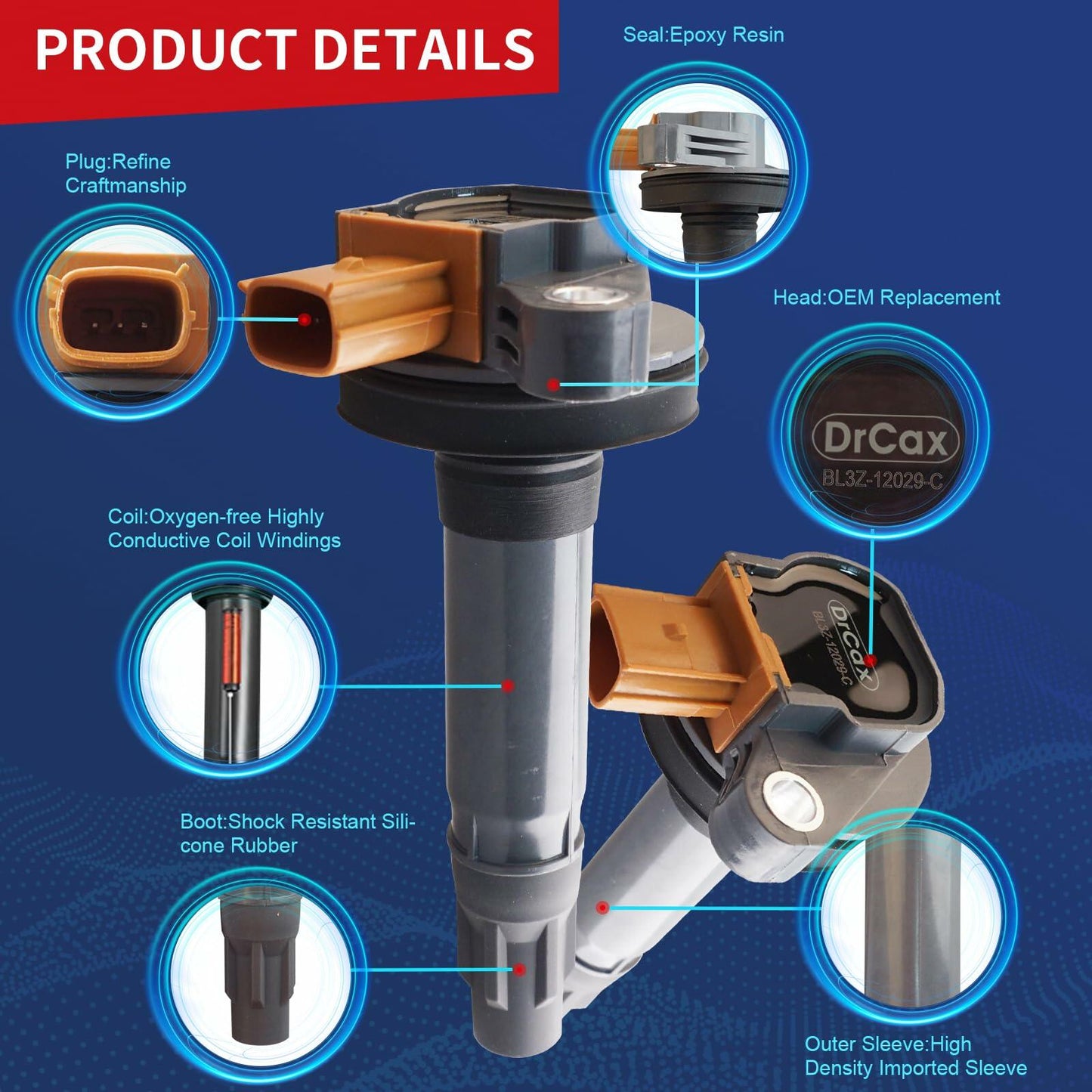 DrCax Ignition Coil UF646 DG549 Compatible Ford 3.5L V6 1 Pack
