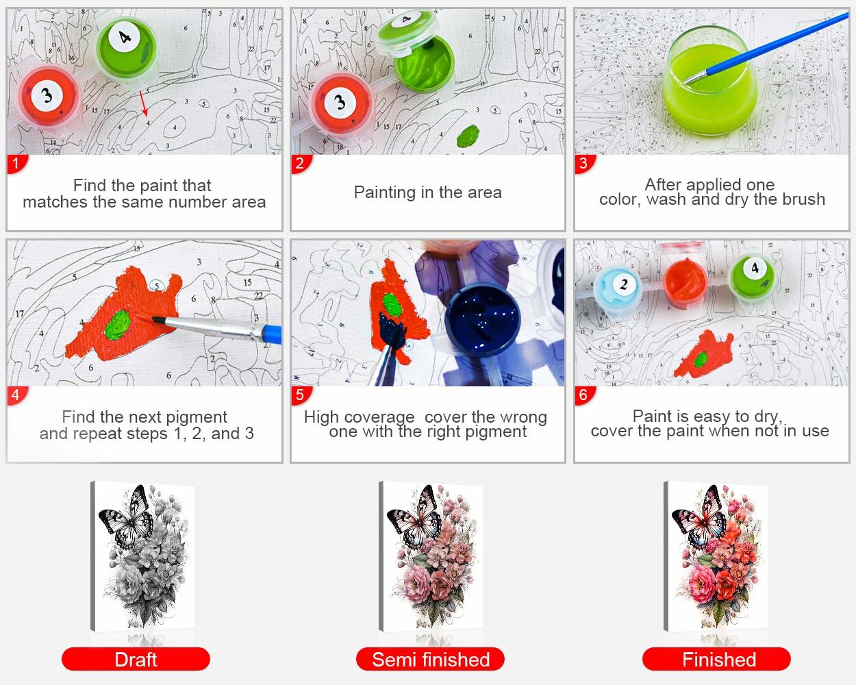 [Like New] TUMOVO Paint by Number Landscape Mountains DIY Kit 16x20 Inch Canvas