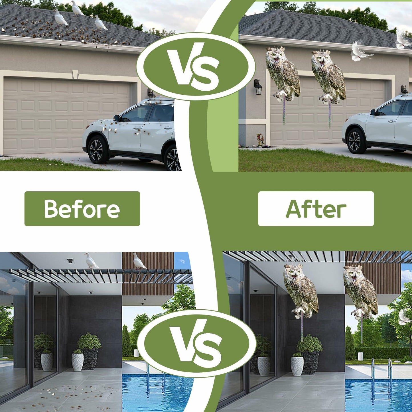 6PCS Plastic Fake Owl with Reflective Tape for Garden Balcony Outdoor