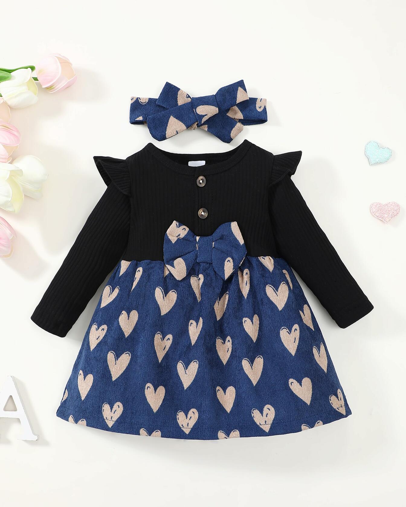 Baby Girl Halloween Dress Ribbed Ruffle Long Sleeve Brown Pumpkin Size 3-6M