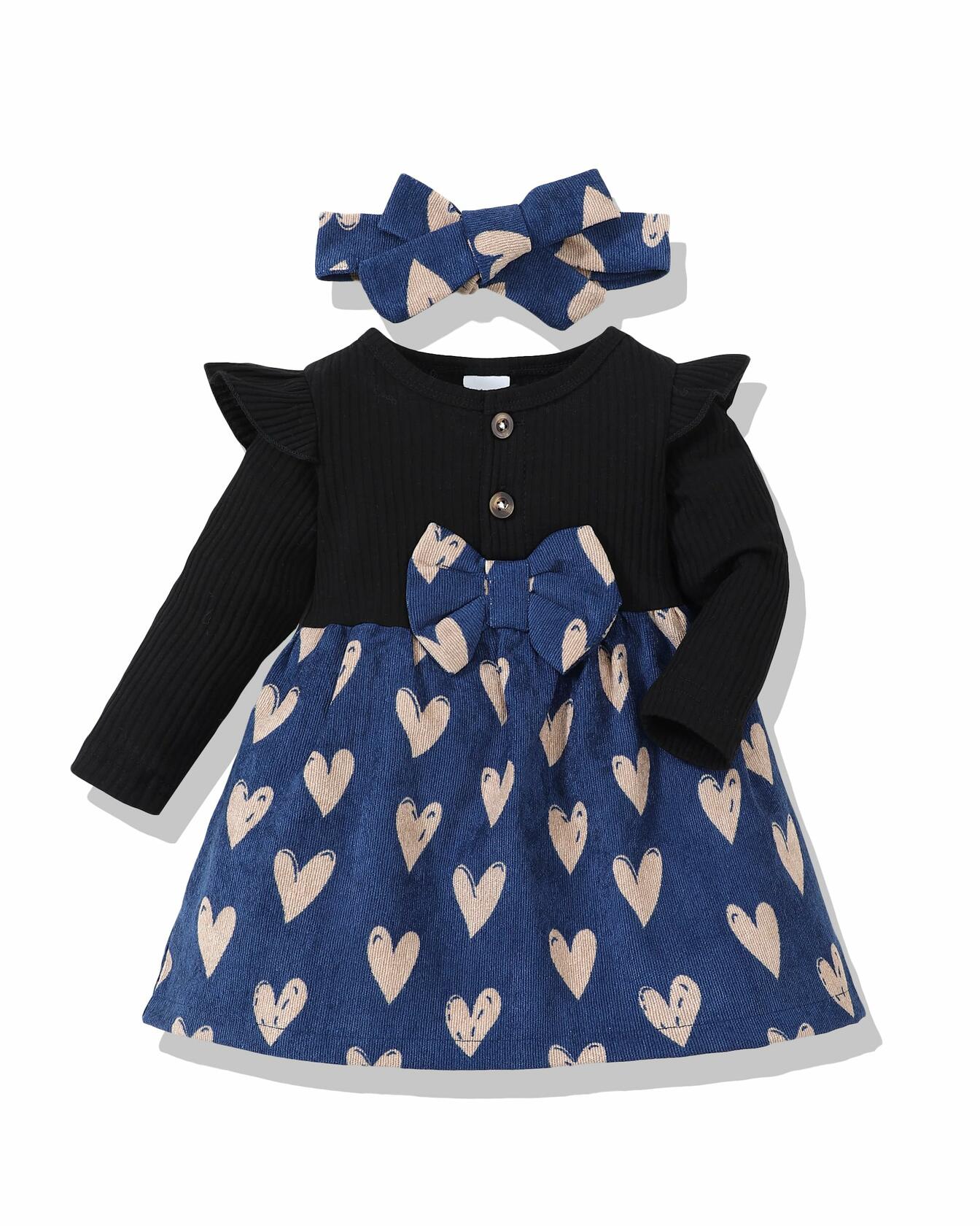 Baby Girl Halloween Dress Ribbed Ruffle Long Sleeve Brown Pumpkin Size 3-6M