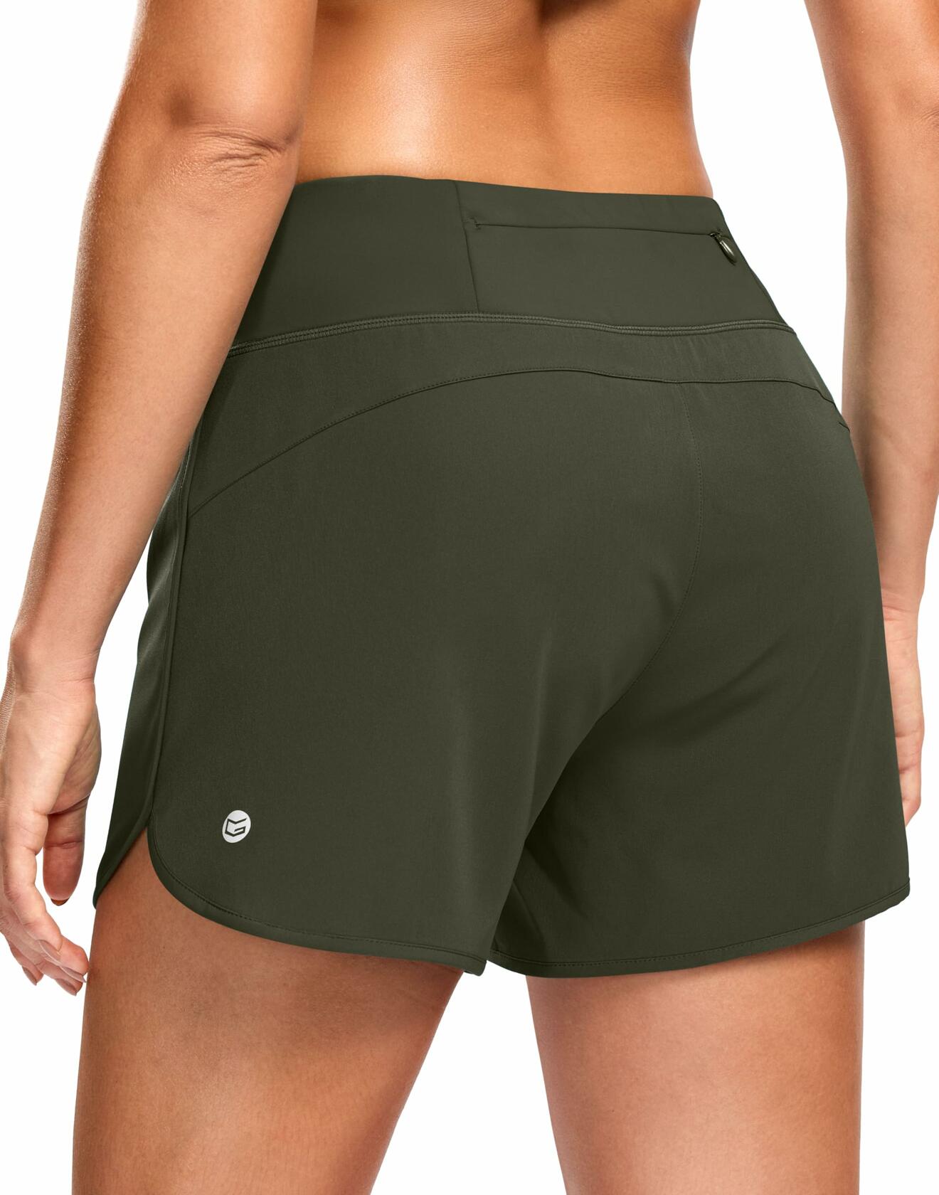 G Gradual Women's Running Shorts Mesh Liner Phone Pockets Olive Size XXS