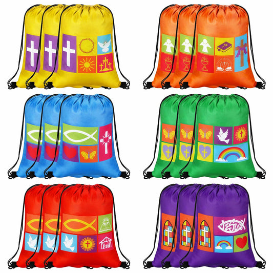Kacctyen Christian Drawstring Bags 18 Pcs Polyester Multi-color Bulk Gift
