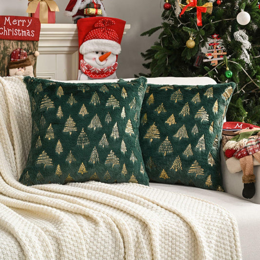 FUTEI Christmas Tree Green Throw Pillow Covers Set of 2 20x20 Inch