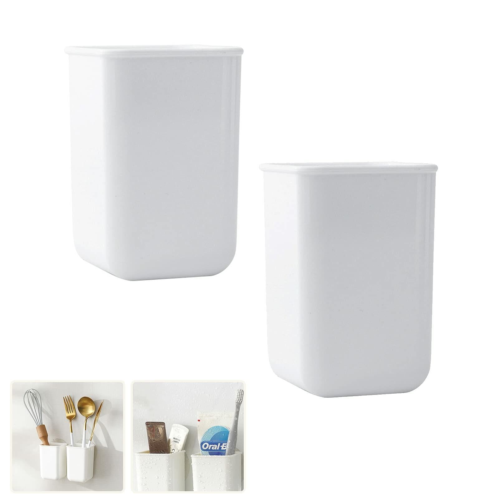 ORIJOYNA 2 Pack Wall Mounted Self-Adhesive Toothbrush Holder White