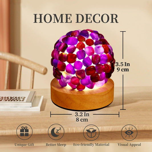 [Like_new] Nizrsky Crystal Night Light Home Decor Lamp Purple Agate 0.86lb