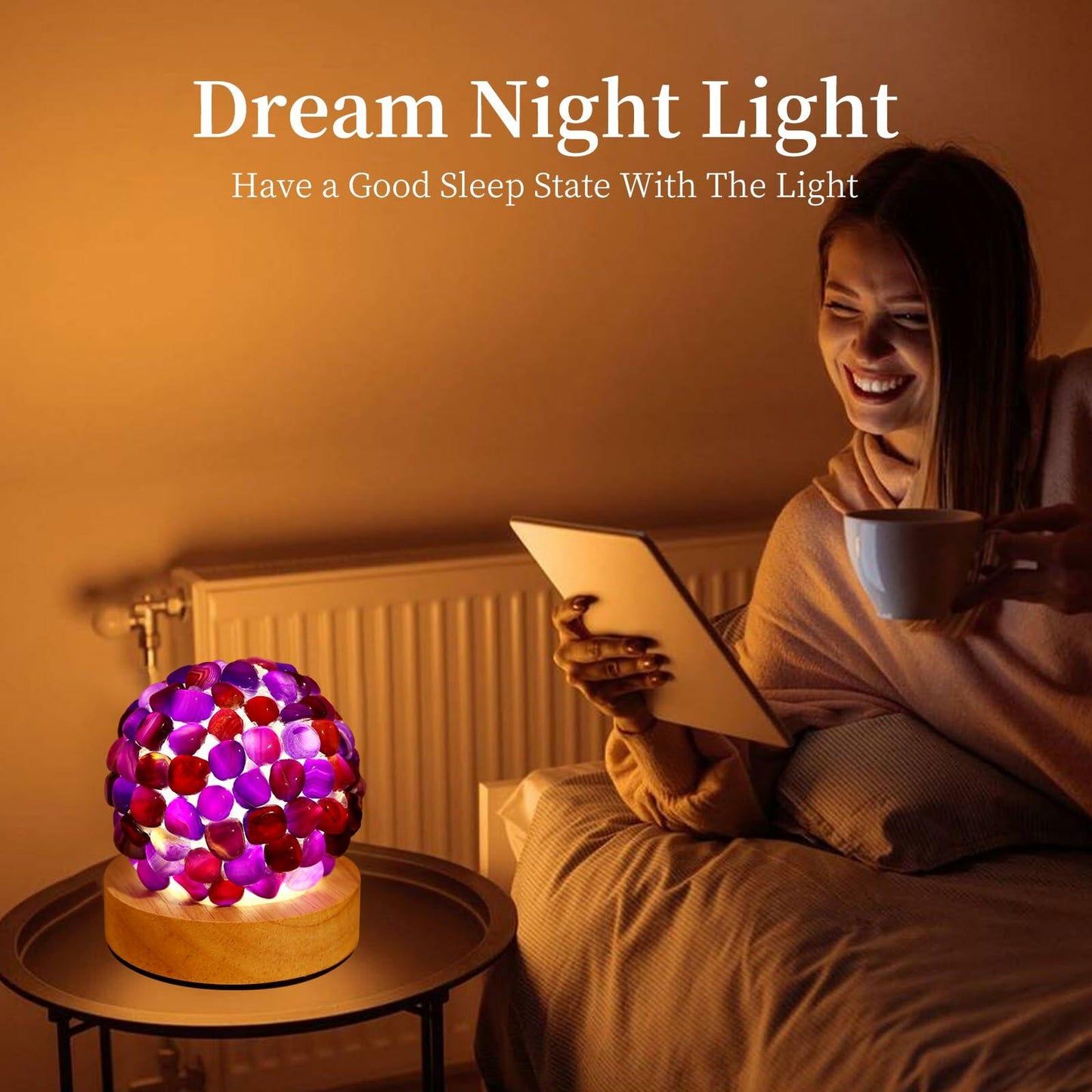 [Like_new] Nizrsky Crystal Night Light Home Decor Lamp Purple Agate 0.86lb