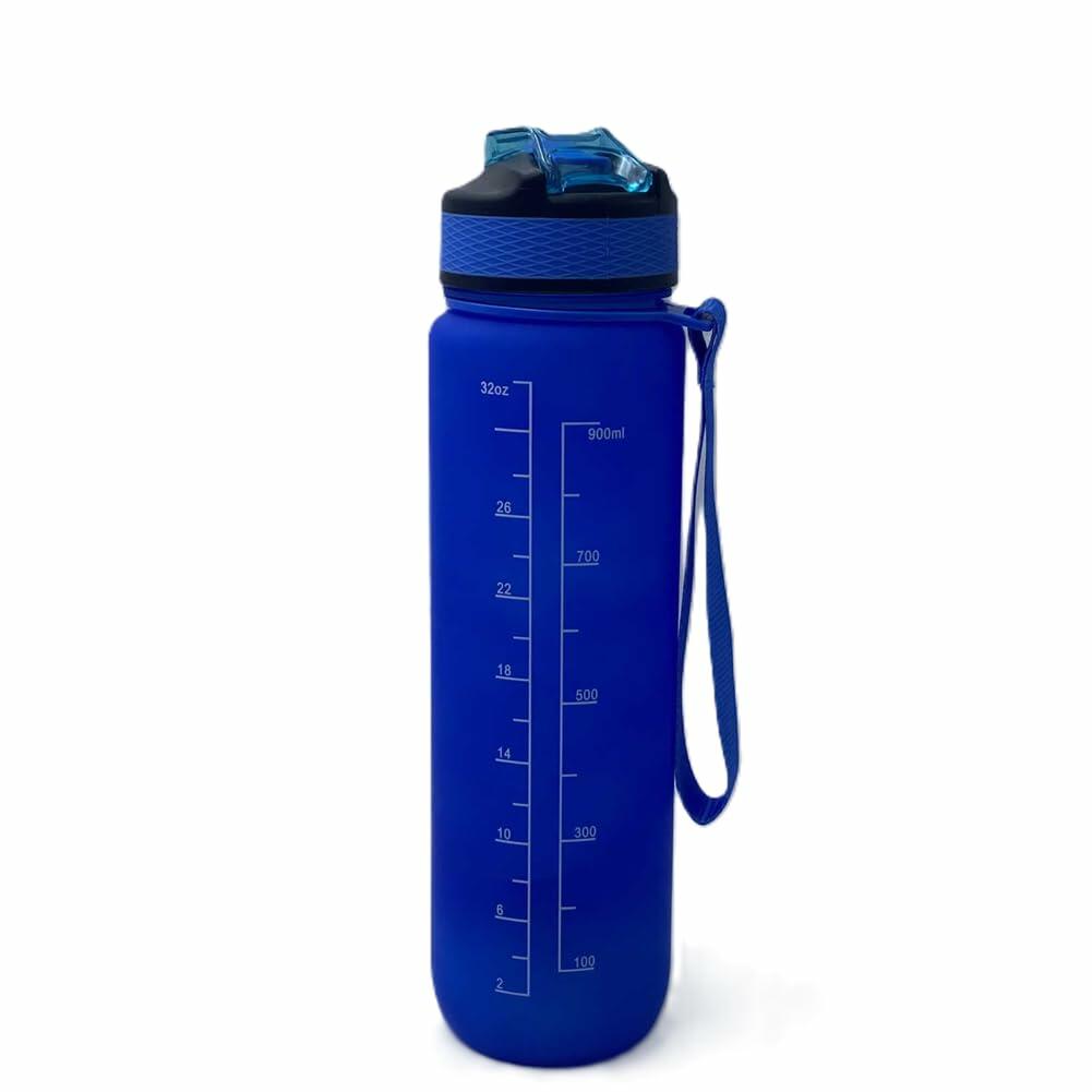 [Like_new] Healthaccessories Motivational Reusable Tritan Water Bottle 32oz Blue BPA Free