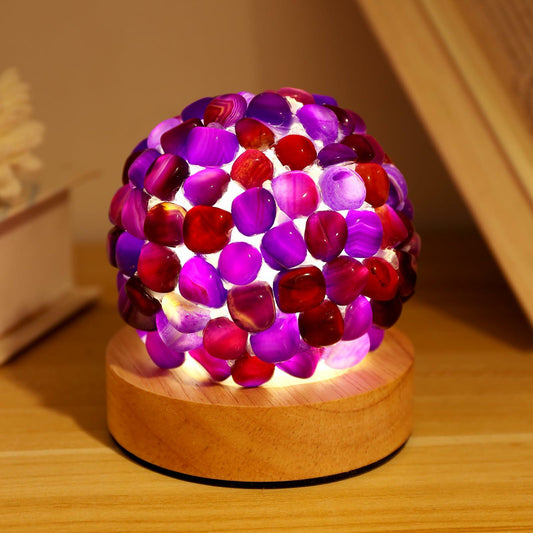 [Like_new] Nizrsky Crystal Night Light Home Decor Lamp Purple Agate 0.86lb