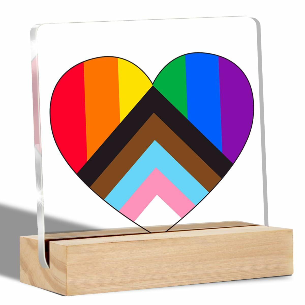 Gay Pride Acrylic Desk Sign with Stand Clear LGBT Equality Plaque