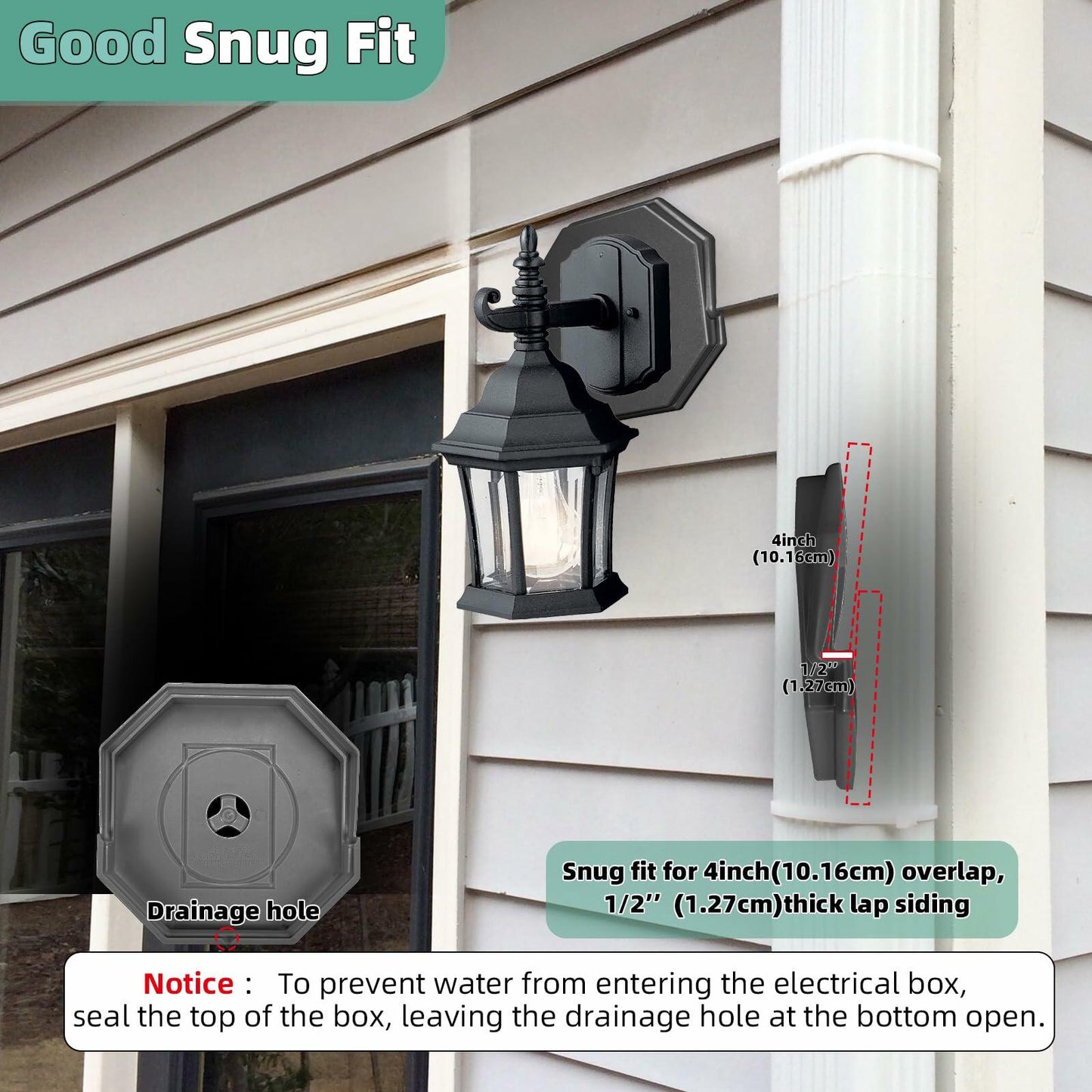 Qulity Vinyl Siding Mounting Block Octagon 1/2in Lap 4in Height Black 1 Pack