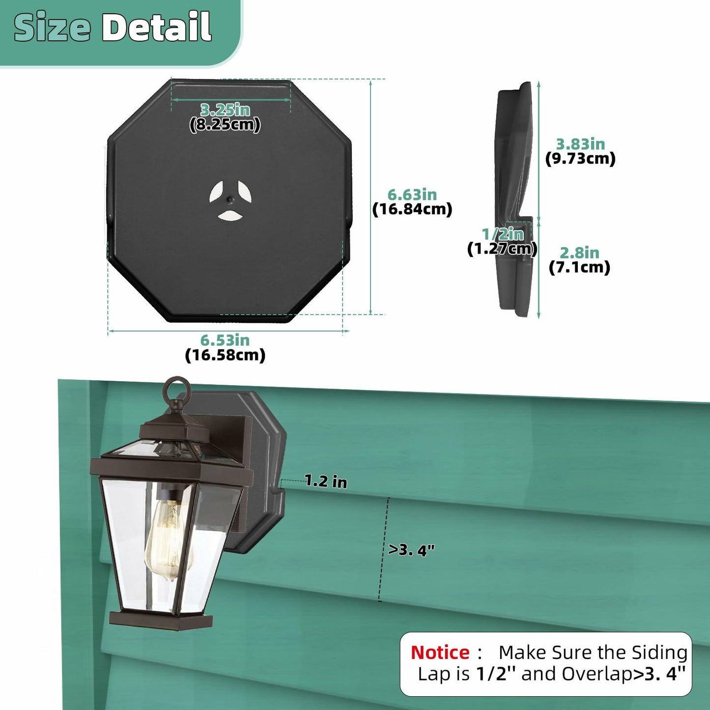 Qulity Vinyl Siding Mounting Block Octagon 1/2in Lap 4in Height Black 1 Pack