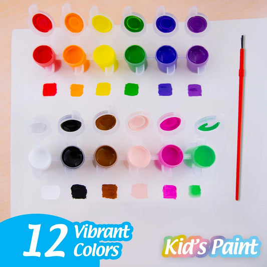 [Like_new] BAZIC Kid's Paint Set 12 Colors 60ml Non-Toxic Vibrant Colors 1-Pack