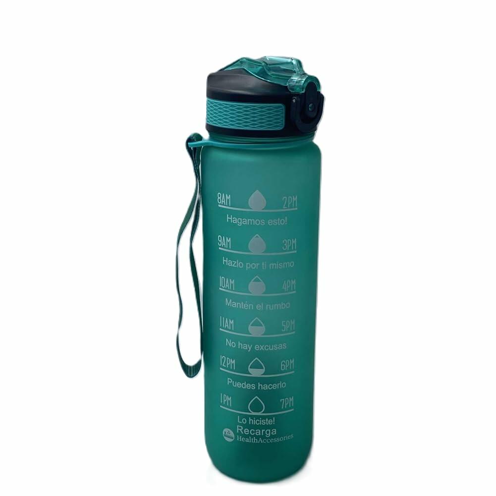 [Like_new] Healthaccessories Motivational Reusable Tritan Water Bottle 32oz Blue BPA Free